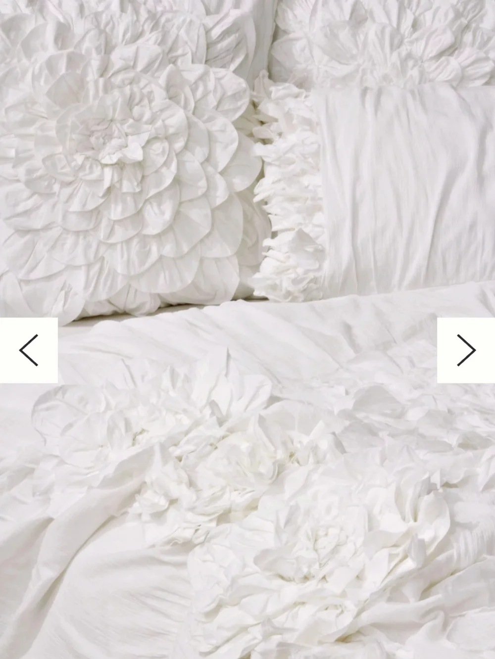 Anthropologie Georgina White Duvet Set w/ Shams + Euro Shams + Bedskirt Textured